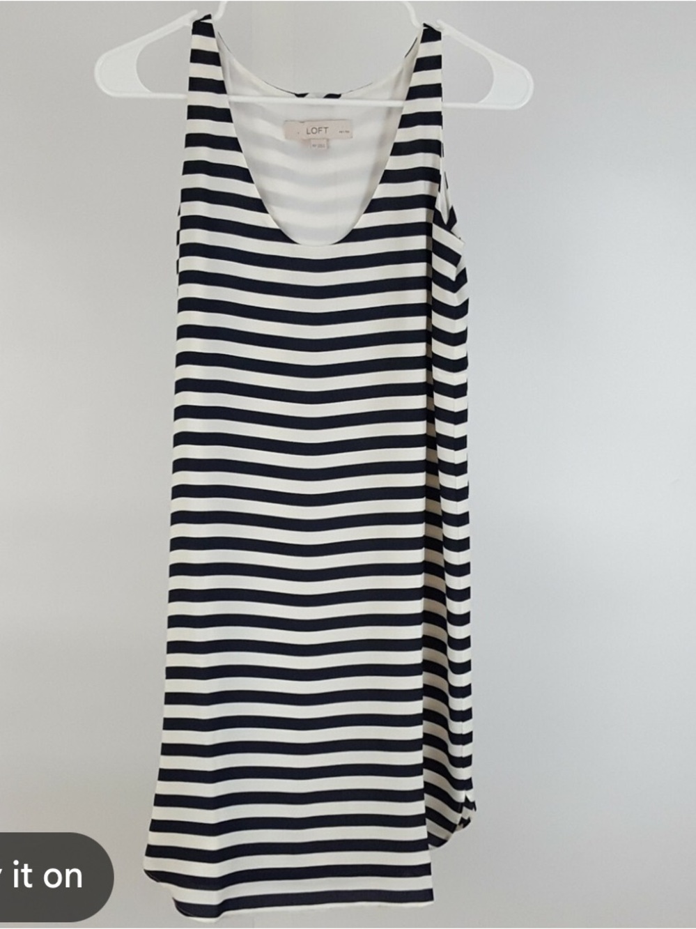 LOFT Blue and White Striped Sleeveless Shift Dress